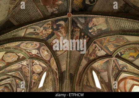 Kathedrale Kreuzgang, Arkaden und Gewölbe mit Fresken, Brixen, Südtirol, Italien Stockfoto