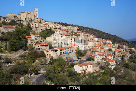 Blick auf das Dorf Eus im Pyrenäen-Orientales, Languedoc-Roussillon, Frankreich. Stockfoto