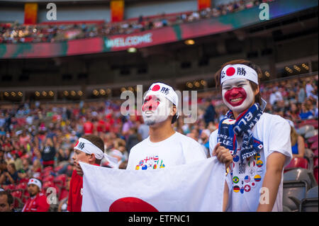 Vancouver, Kanada. 12. Juni 2015. Japan Fans während der Eröffnung Runde Spiel zwischen Japan und Kamerun von der FIFA Frauen WM Kanada 2015 im BC Place Stadium. Japan gewann das Spiel 2: 1. Bildnachweis: Matt Jacques/Alamy Live-Nachrichten Stockfoto