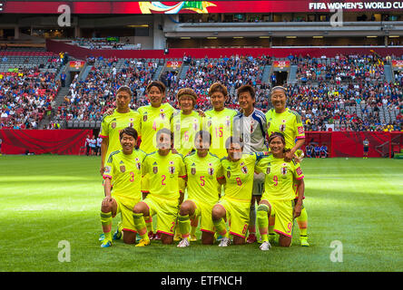 Vancouver, Kanada. 12. Juni 2015. Team Japan vor ihrer ersten Runde match zwischen Japan und Kamerun von der FIFA Frauen WM Kanada 2015 im BC Place Stadium. Japan gewann das Spiel 2: 1. Bildnachweis: Matt Jacques/Alamy Live-Nachrichten Stockfoto