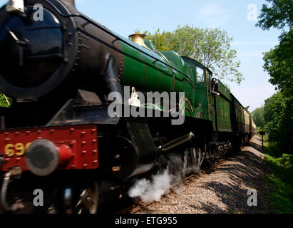 Dampf-Lokomotive, Halle Klasse 6960 - Ravingham Hall auf der West Somerset Erbe zwischen Watchet und Washford Stationen Somerset, Stockfoto