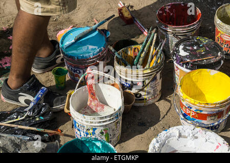 Malerei Wandmalereien in den Bezirk Comas. Lima. Peru. Stockfoto