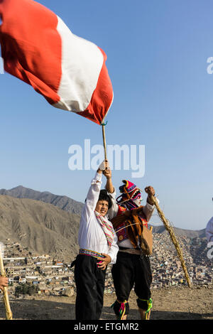 Bewohner der Elendsviertel la balanza de Comas. Lima, Peru. Stockfoto