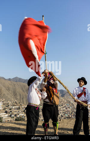 Bewohner der Elendsviertel la balanza de Comas. Lima, Peru. Stockfoto