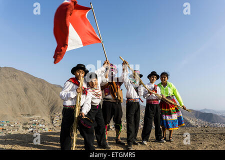 Bewohner der Elendsviertel la balanza de Comas. Lima, Peru. Stockfoto