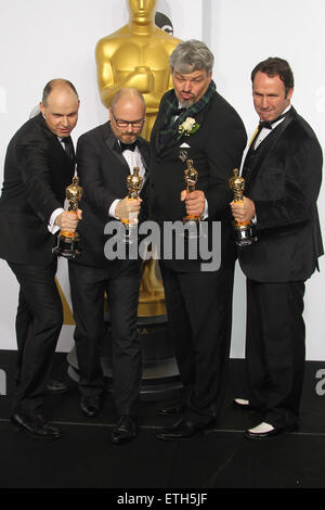 87. Annual Academy Awards - Presse-Lounge auf der Dolby Theater mit: Paul Franklin, Andrew Lockley, Ian Hunter, Scott Fisher wo: Los Angeles, California, Vereinigte Staaten von Amerika bei: Kredit-22. Februar 2015: FayesVision/WENN.com Stockfoto