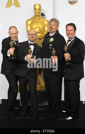 87. Annual Academy Awards - Presse-Lounge auf der Dolby Theater mit: Paul Franklin, Andrew Lockley, Ian Hunter, Scott Fisher wo: Los Angeles, California, Vereinigte Staaten von Amerika bei: Kredit-22. Februar 2015: FayesVision/WENN.com Stockfoto