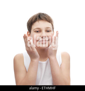 Glückliche junge in einem ärmellosen Hemd Stockfoto