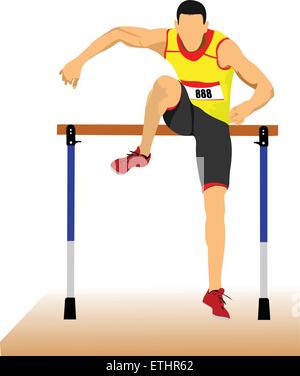 Mann läuft Hürden. Vektor-illustration Stock Vektor