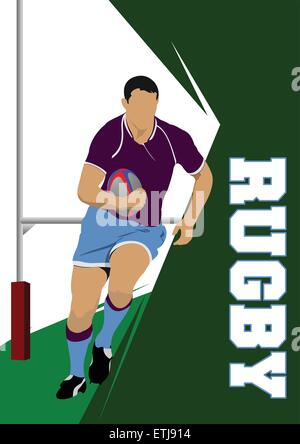 Rugby-Spieler Silhouette. Vektor-illustration Stock Vektor