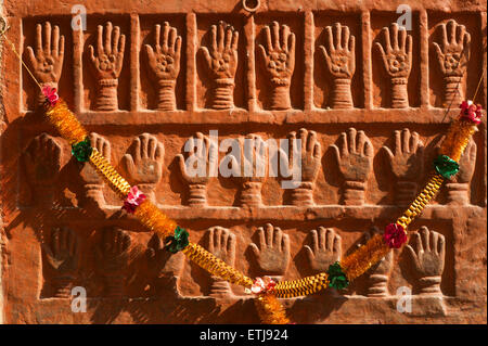 Sati Handabdrücke, Mehrangarh Fort, Jodhpur, Rajasthan, Indien Stockfoto