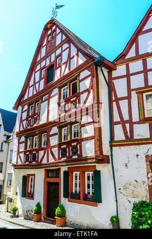 Holz-Rahmen-Haus in Urzig, Moseltal, Deutschland Stockfoto