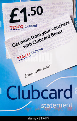 ClubCard-Anweisung mit Tesco Clubcard Gutschein Stockfoto