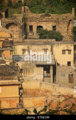 Gebäude vom Amber Fort, Amer, Jaipur, Rajasthan, Indien Stockfoto