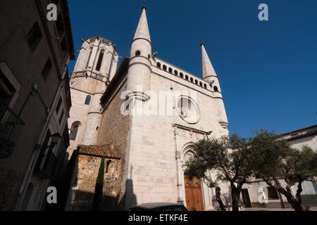 Kirche Sant Esteve. Bordils. Stockfoto