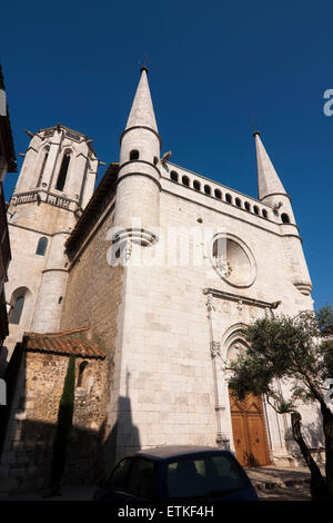 Kirche Sant Esteve. Bordils. Stockfoto