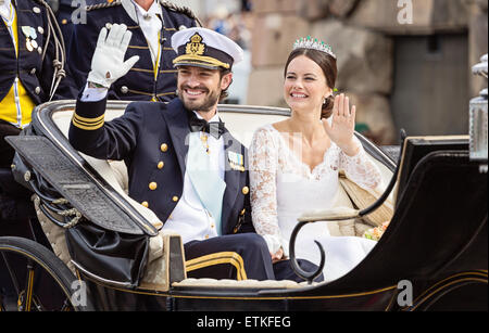 Die Hochzeit von Prinz Carl Philip und Miss Sofia Hellqvist, Stockholm, Schweden Stockfoto