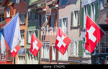 Schweizer Nationalfeiertag am 1. August in Zürich, Schweiz. Stockfoto