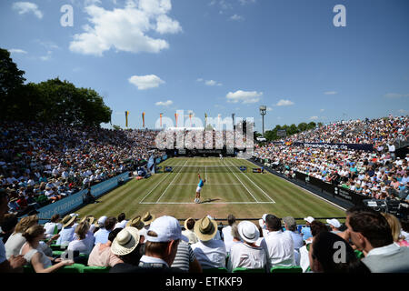 Stuttgart, Deutschland. 14. Juni 2015. Blick auf den Centrecourt während des Finales zwischen Rafael Nadal aus Spanien und Viktor Troicki Serbiens bei der ATP-Tennisturnier in Stuttgart, Deutschland, 14. Juni 2015. Foto: MARIJAN MURAT/Dpa/Alamy Live News Stockfoto