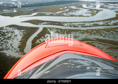 Luftbild der Landschaft auf der Suche über die Nase von einem Wasserflugzeug im Osten der USA Stockfoto