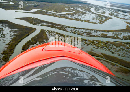 Luftbild der Landschaft auf der Suche über die Nase von einem Wasserflugzeug im Osten der USA Stockfoto