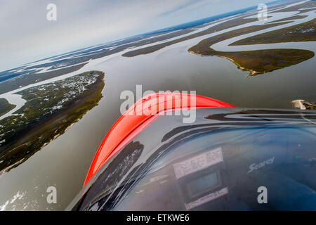 Luftbild der Landschaft auf der Suche über die Nase von einem Wasserflugzeug im Osten der USA Stockfoto