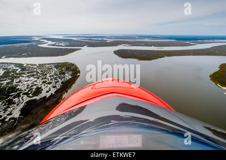 Luftbild der Landschaft auf der Suche über die Nase von einem Wasserflugzeug im Osten der USA Stockfoto