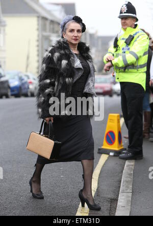 Die Beerdigung von Visage star Steve Strange bei All Saints Church, Porthcawl Featuring: Gast wo: Porthcawl, Großbritannien: 12. März 2015 Credit: WENN.com Stockfoto