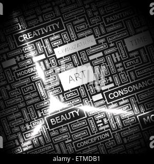 KUNST. Hintergrund-Konzept Wordcloud Illustration. Drucken Sie Konzept-Wortwolke. Grafik-Collage. Stock Vektor