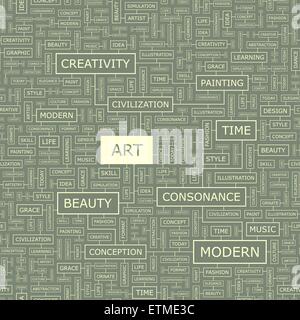 KUNST. Hintergrund-Konzept Wordcloud Illustration. Drucken Sie Konzept-Wortwolke. Grafik-Collage. Stock Vektor