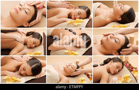 Frau, Gesichtsbehandlung oder massage im Wellness-salon Stockfoto