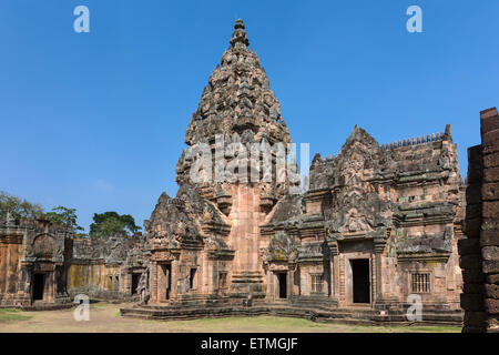 Prang und Mandapa, Südseite des Prasat Phanom Rung, Khmer-Tempel, Buri Ram, Provinz Buriram, Isan, Isaan, Thailand Stockfoto