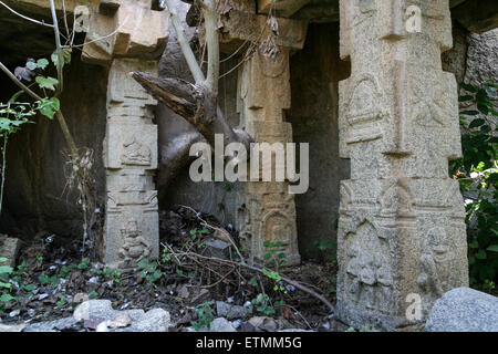 Überwucherten Ruinen in Hampi Indien Stockfoto