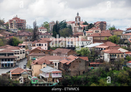 Blick auf Stadt Sighnaghi in Kachetien Region, einer der kleinsten Stadt in Georgien Stockfoto