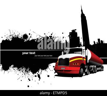 Grunge-Blot Banner mit Stadt und LKW Bilder. Vektor-illustration Stock Vektor