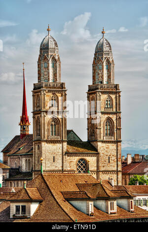 Great Minster Kirche, Zürich, Schweiz Stockfoto
