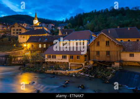 Abend in Lods, Franche-Comté, Frankreich. Stockfoto