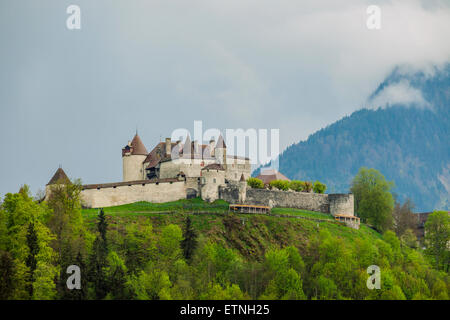 Schloss Gruyères, Kanton Freiburg, Schweiz. Stockfoto