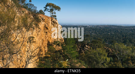 Blick über die Stadt aus den Adelaide Hills. Adelaide, South Australia, Australien. Stockfoto