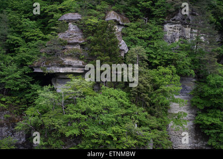 Vulkanische Felsformationen in Shimogo, Präfektur Fukushima, Japan Stockfoto