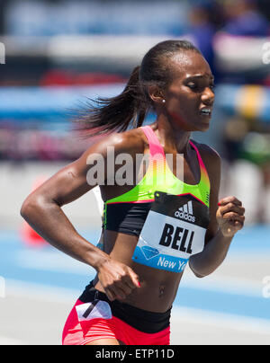 13. Juni 2015; Randalls Island, NY, USA; Rolanda Bell von Panama konkurriert im 3000 Meter-Hindernislauf der Frauen während der IAAF Diamond League Adidas Grand Prix Icahn Stadium. Anthony Nesmith/Cal-Sport-Medien Stockfoto