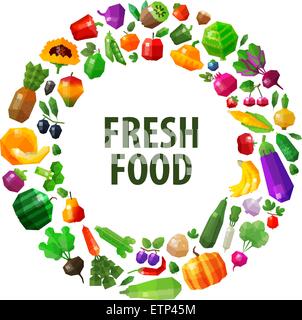 frische Lebensmittel Vektor-Logo-Design-Vorlage. Obst und Gemüse oder Gartenarbeit, Gartenbau-Symbol Stock Vektor