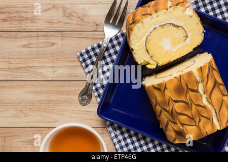 Vanille aus Marmor Roll Kuchen Stockfoto