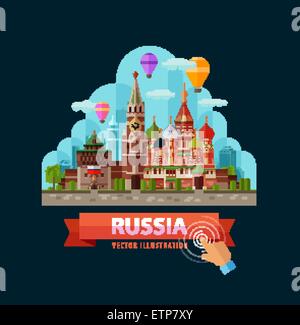 Russland-Vektor-Logo-Design-Vorlage. Moskwa-City oder auf Reisen, Reise-Symbol. Stock Vektor