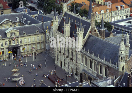 BEL, Belgien, Brügge, Blick vom Belfried, das Rathaus in der Burg.  BEL, Belgien, Handelsherren, Blick Vom Belfried Zum Rathaus Stockfoto