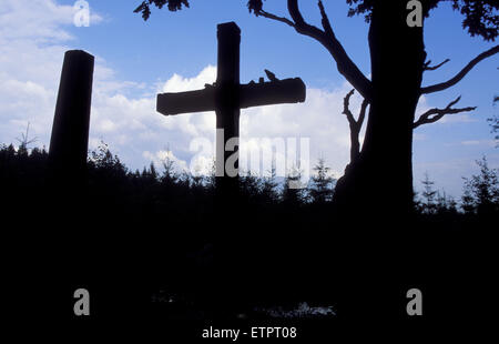 BEL, Belgien, Eastbelgium, Hautes Fagnes, Hohes Venn, Croix des Verlobten, das Kreuz der Verlobten < dieses Kreuz erinnert an die Tra Stockfoto