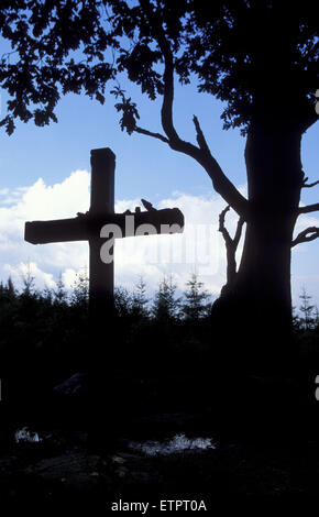 BEL, Belgien, Eastbelgium, Hautes Fagnes, Hohes Venn, Croix des Verlobten, das Kreuz der Verlobten < dieses Kreuz erinnert an die Tra Stockfoto