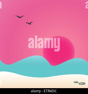 Sonnenuntergang am Meer, Vektor-illustration Stock Vektor