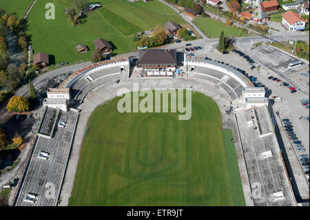 Sprungschanze, Skistadion, sport, Gudiberg, Bayern, Werdenfels, Luftaufnahme, Garmisch-Partenkirchen, Oberland, Oberbayern, Stockfoto