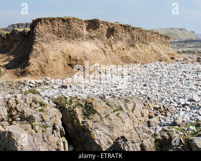 Fluvioglacial Ablagerungen auf Wurm Kopf, Gower Halbinsel, Wales Stockfoto